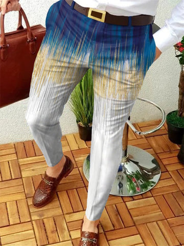 Wiaofellas Men Business Casual Trousers Retro Pattern Print Straight Long Pants Mens Spring Autumn Fashion Streetwear Vintage Men Clothing